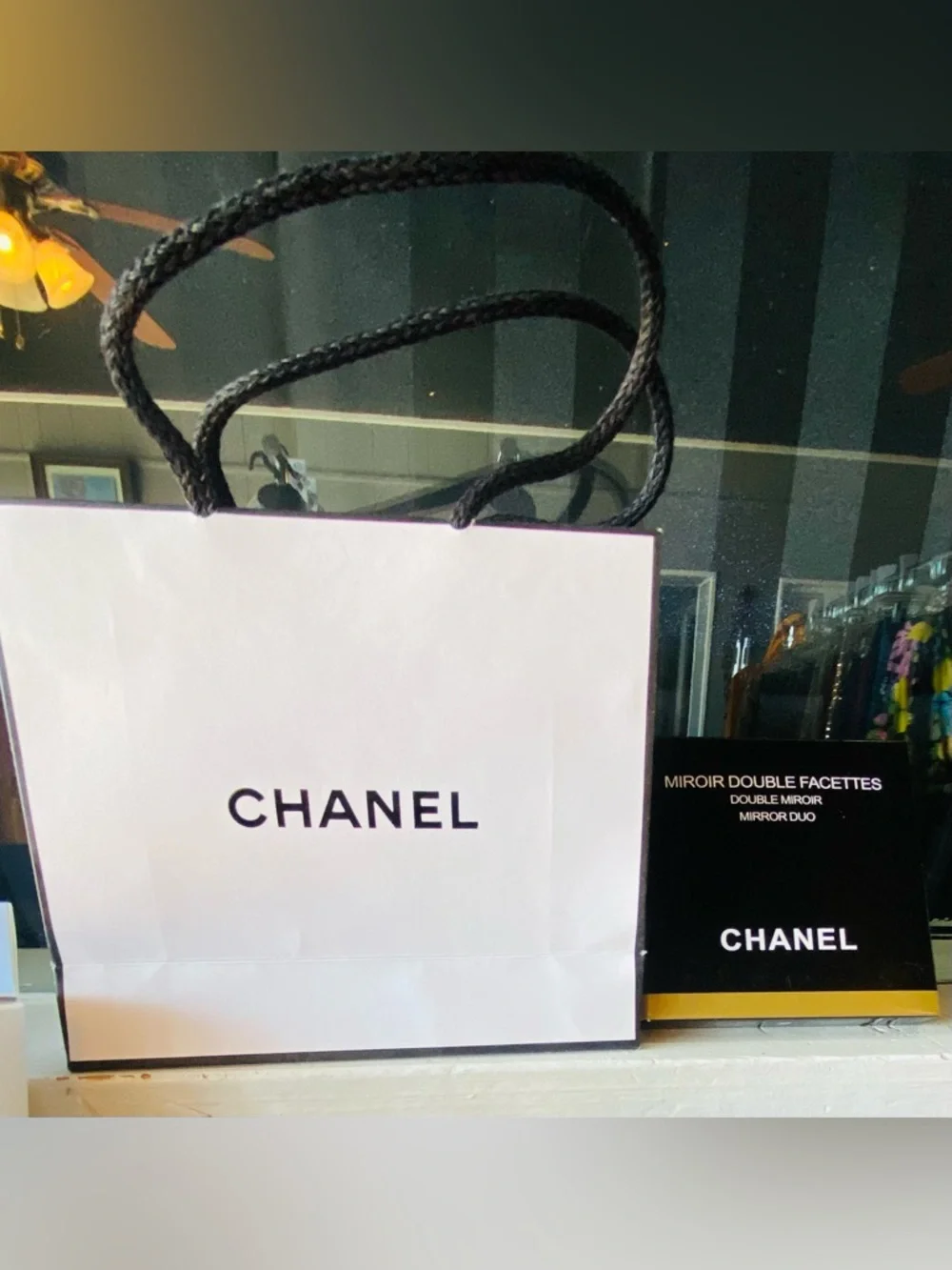 Chanel Coral Compact Mirror & Chanel Gift Bag